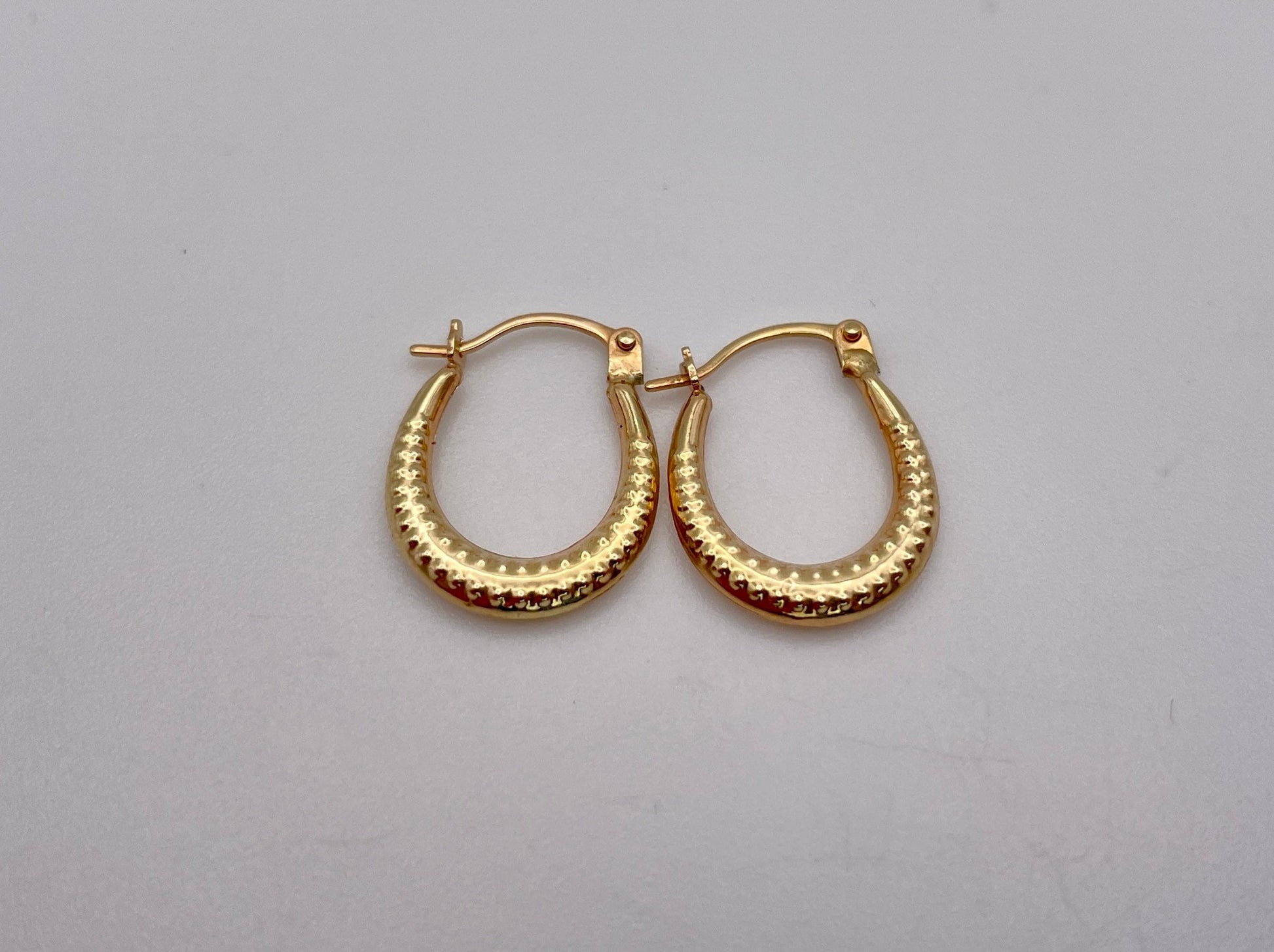 Vintage 9ct Gold Creole Hoop Earrings with Textured Hoop