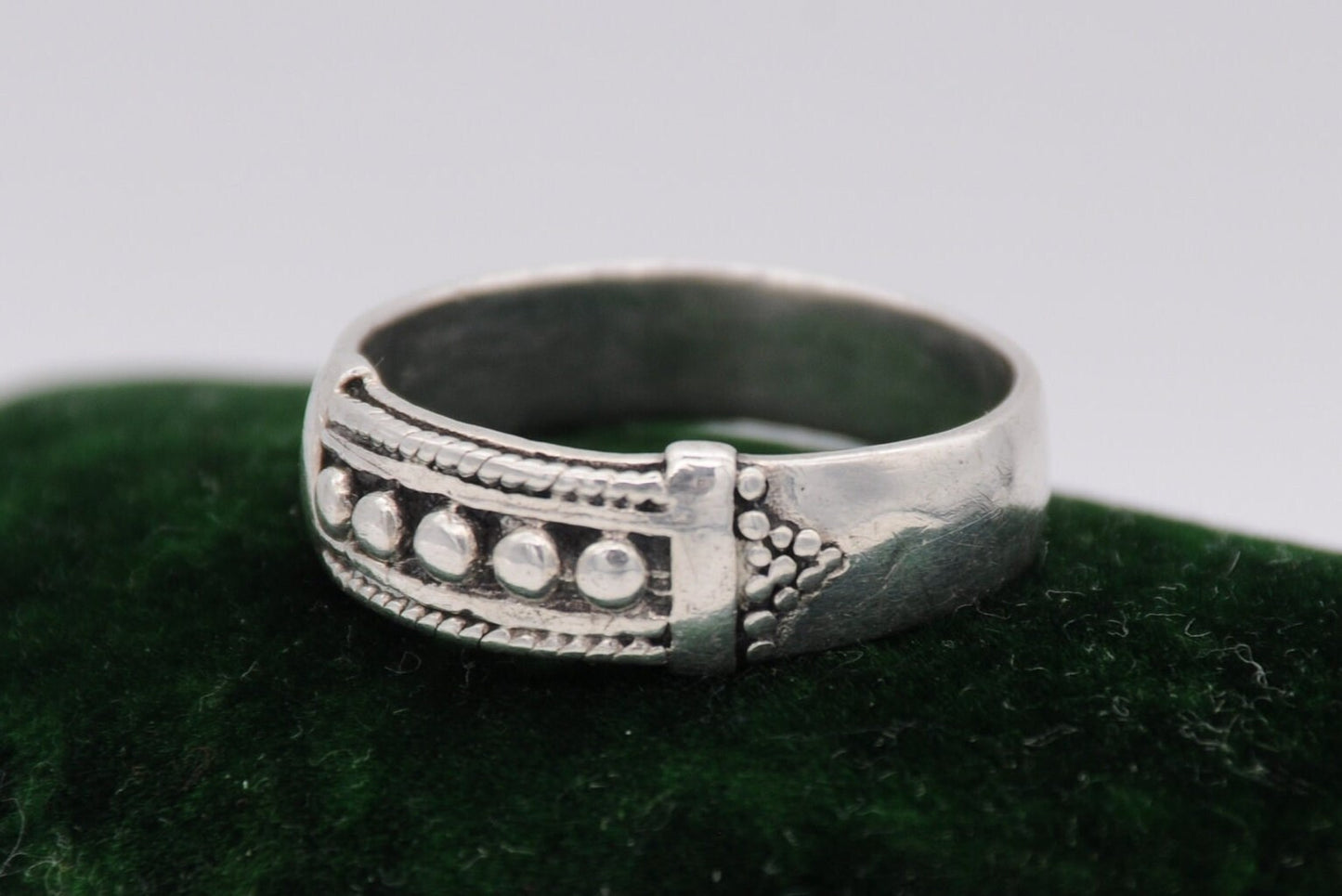 Vintage Silver Granulated Band Ring - 925 / Sterling Silver / Detailed / Brutalist / Modernist / Minimalist / UK Size - T / US Size - 9 3/4