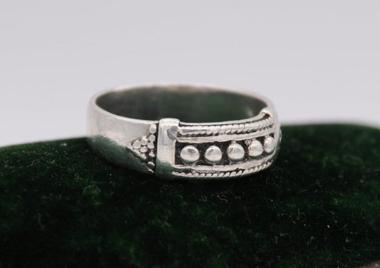 Vintage Silver Granulated Band Ring - 925 / Sterling Silver / Detailed / Brutalist / Modernist / Minimalist / UK Size - T / US Size - 9 3/4