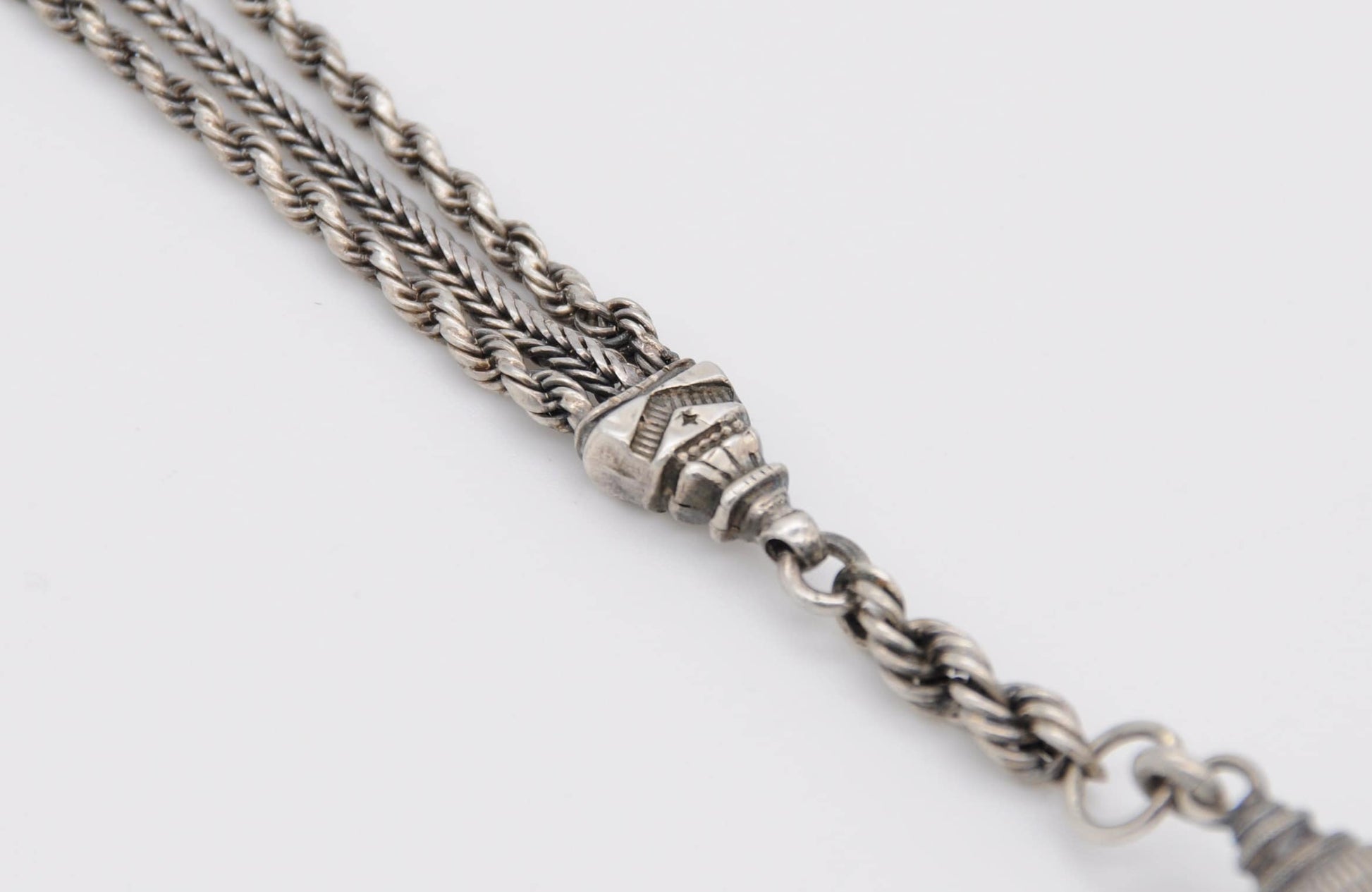 Victorian Sterling Silver Albertina Chain - Antique / Bracelet / 925 / Swirling / Patterned / Detailed