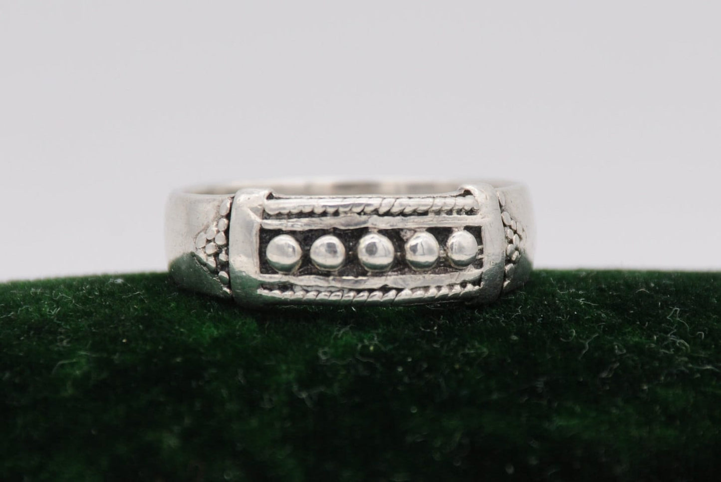 Vintage Silver Granulated Band Ring - 925 / Sterling Silver / Detailed / Brutalist / Modernist / Minimalist / UK Size - T / US Size - 9 3/4