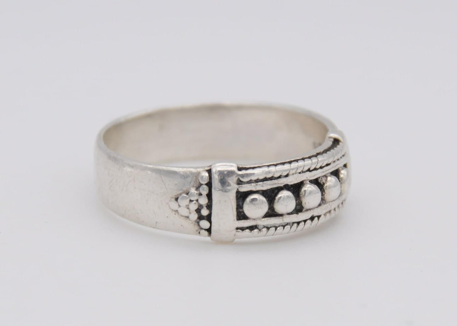 Vintage Silver Granulated Band Ring - 925 / Sterling Silver / Detailed / Brutalist / Modernist / Minimalist / UK Size - T / US Size - 9 3/4