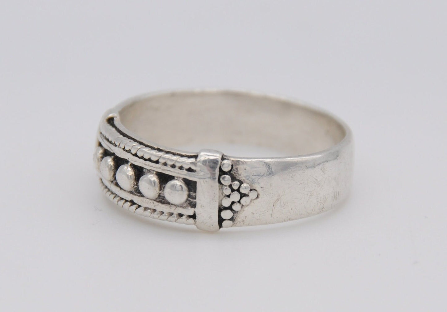 Vintage Silver Granulated Band Ring - 925 / Sterling Silver / Detailed / Brutalist / Modernist / Minimalist / UK Size - T / US Size - 9 3/4