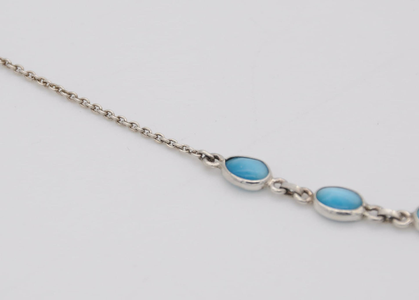 Sterling Silver and Blue Stone Half Riviere Necklace - 925 / Statement / Elegant / Chain / Spring Ring / Gift