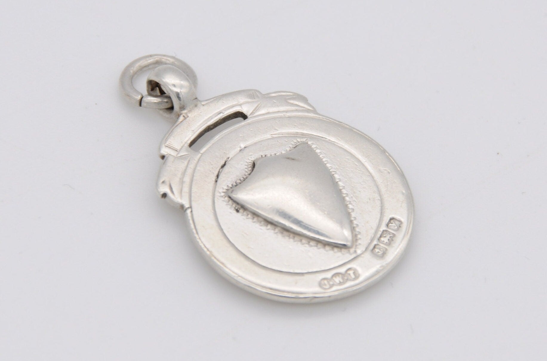 Antique Silver and Enamel Fob by J W Tiptaft & Son - Sterling Silver Shield Fob / Blue and White / Pocket Watch Fob / Medal / 1920s / 1923