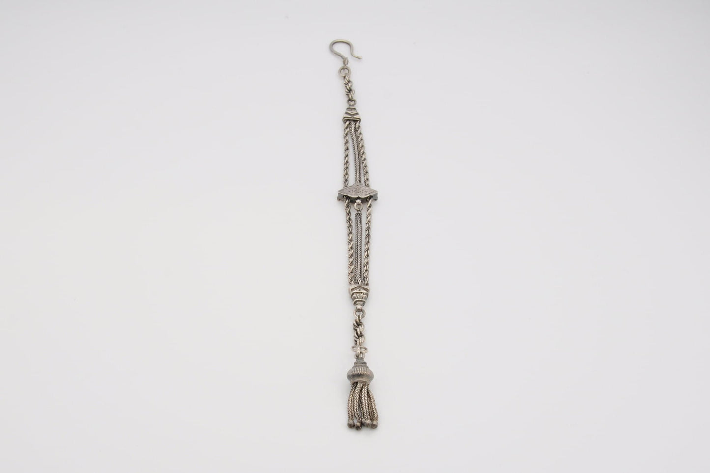 Victorian Sterling Silver Albertina Chain - Antique / Bracelet / 925 / Swirling / Patterned / Detailed