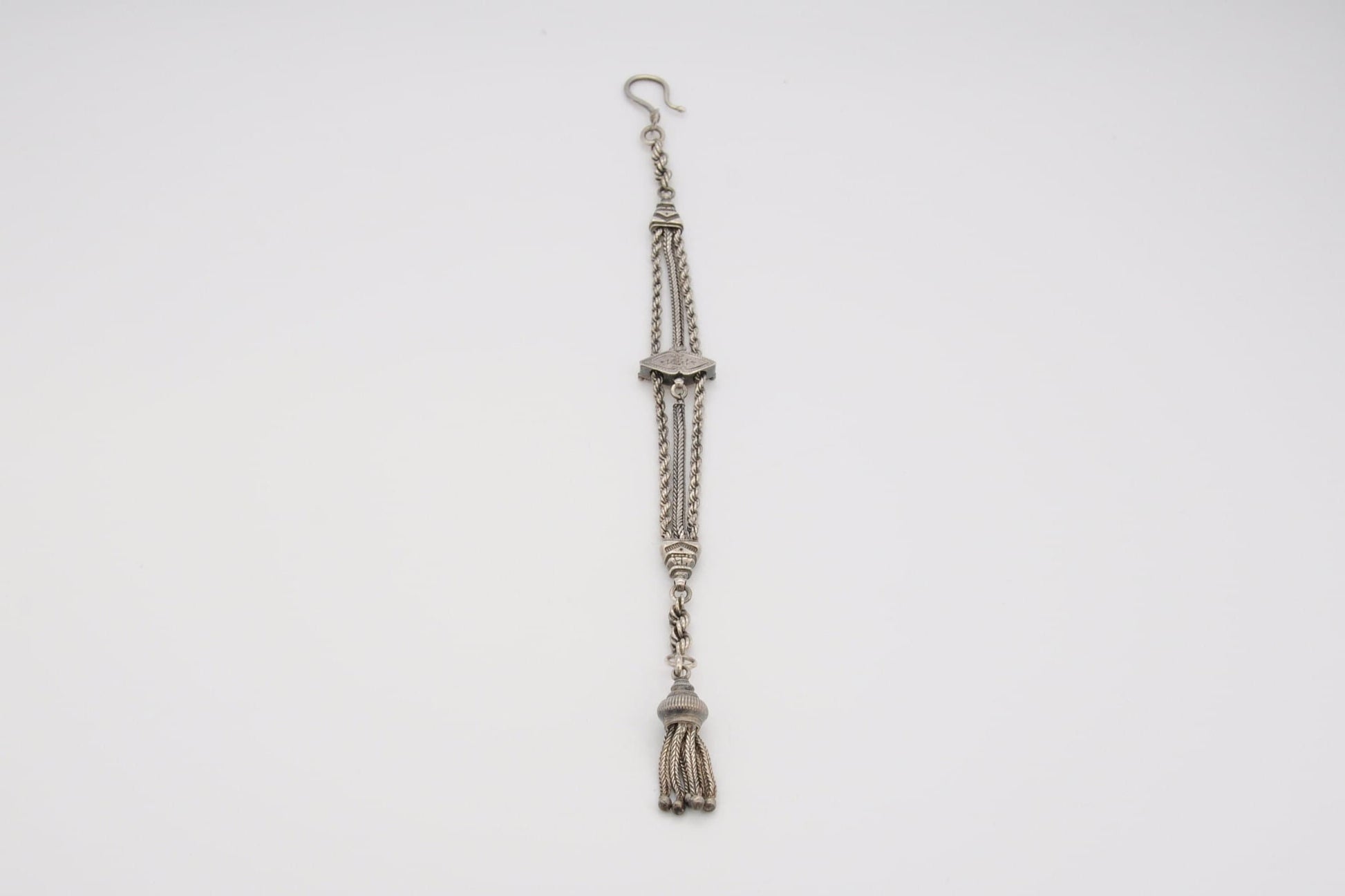 Victorian Sterling Silver Albertina Chain - Antique / Bracelet / 925 / Swirling / Patterned / Detailed