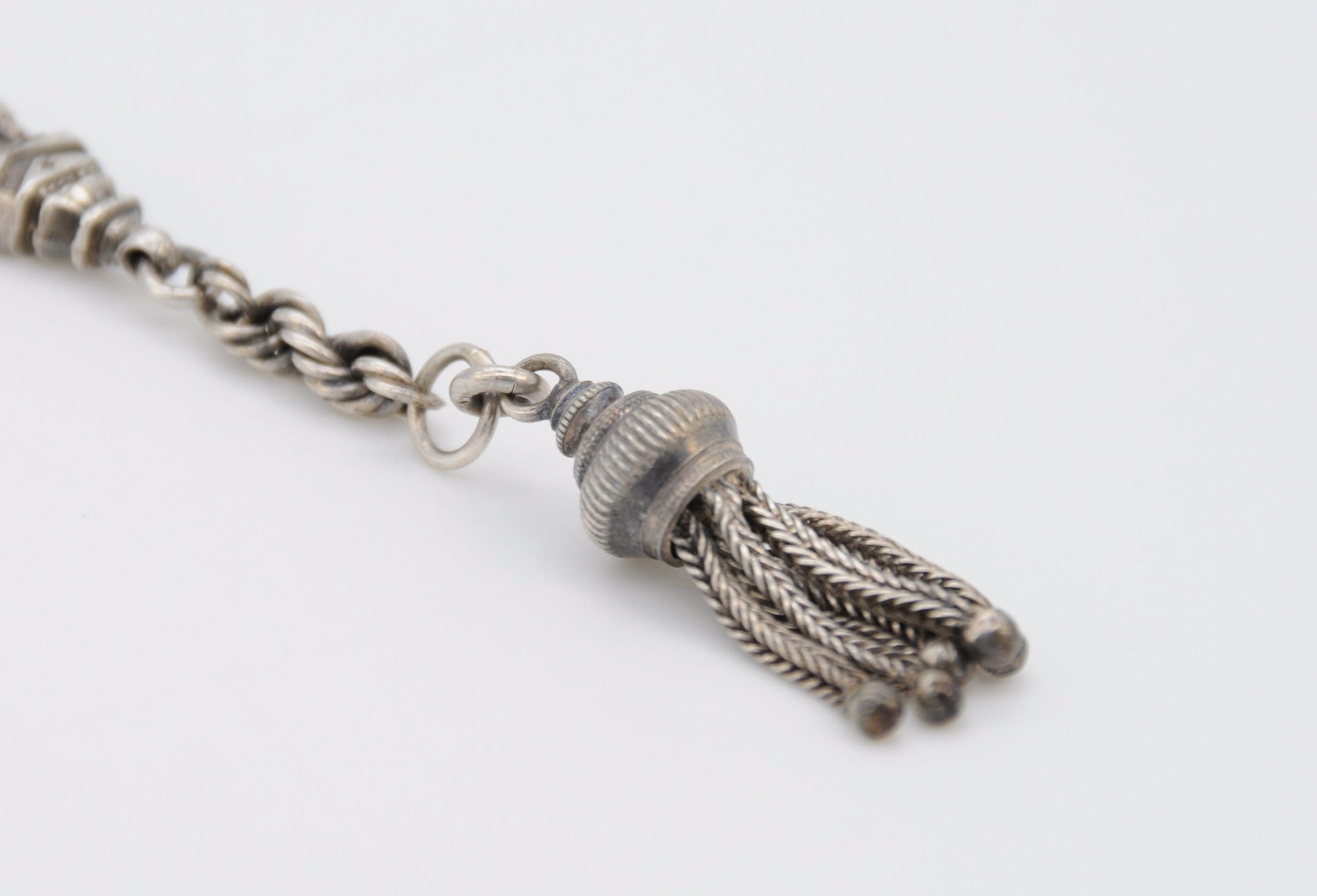 Victorian Sterling Silver Albertina Chain - Antique / Bracelet / 925 / Swirling / Patterned / Detailed