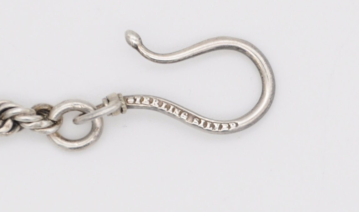 Victorian Sterling Silver Albertina Chain - Antique / Bracelet / 925 / Swirling / Patterned / Detailed