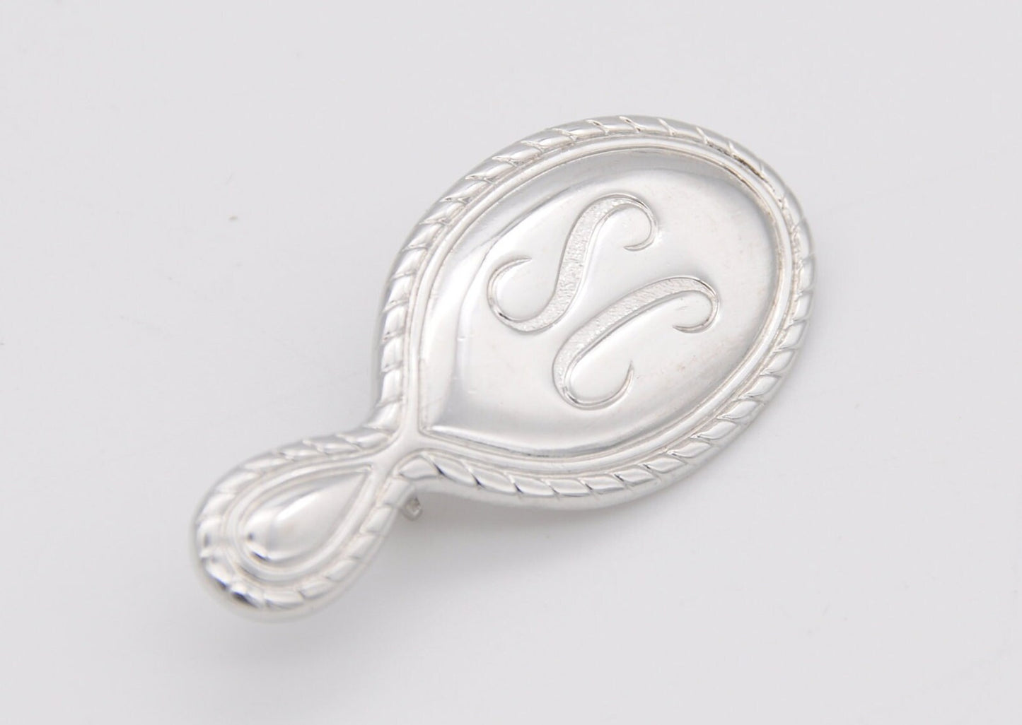 Vintage Sarah Coventry Silver Tone Hand Mirror Brooch - Mid-Century / Stylised / Branded / Sarah Cov / Signed / 70s / Pin