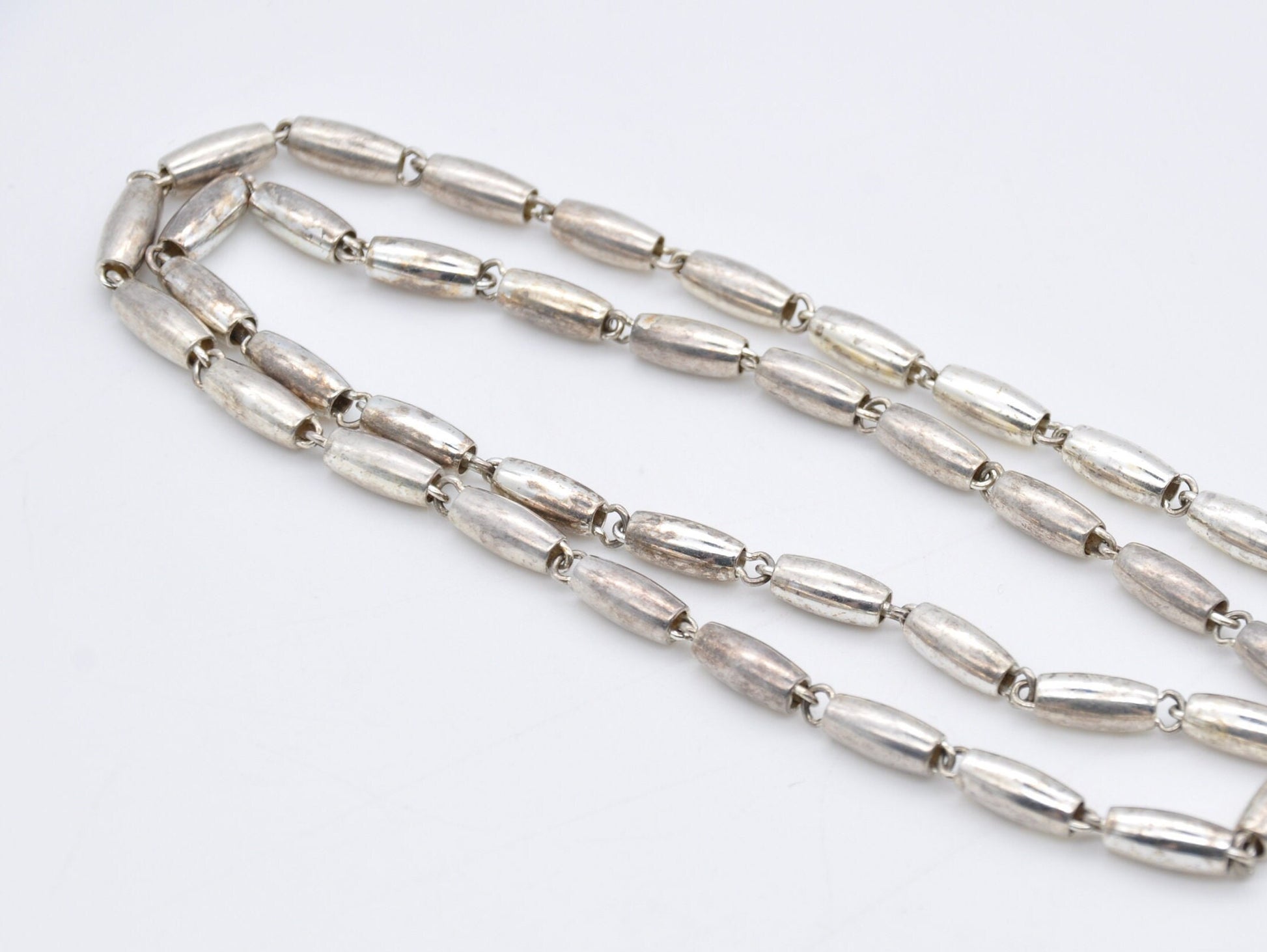 Vintage Silver Tone MONET Necklace - Branded Mid-Century Necklace / Signed / Bead / Chain / Long