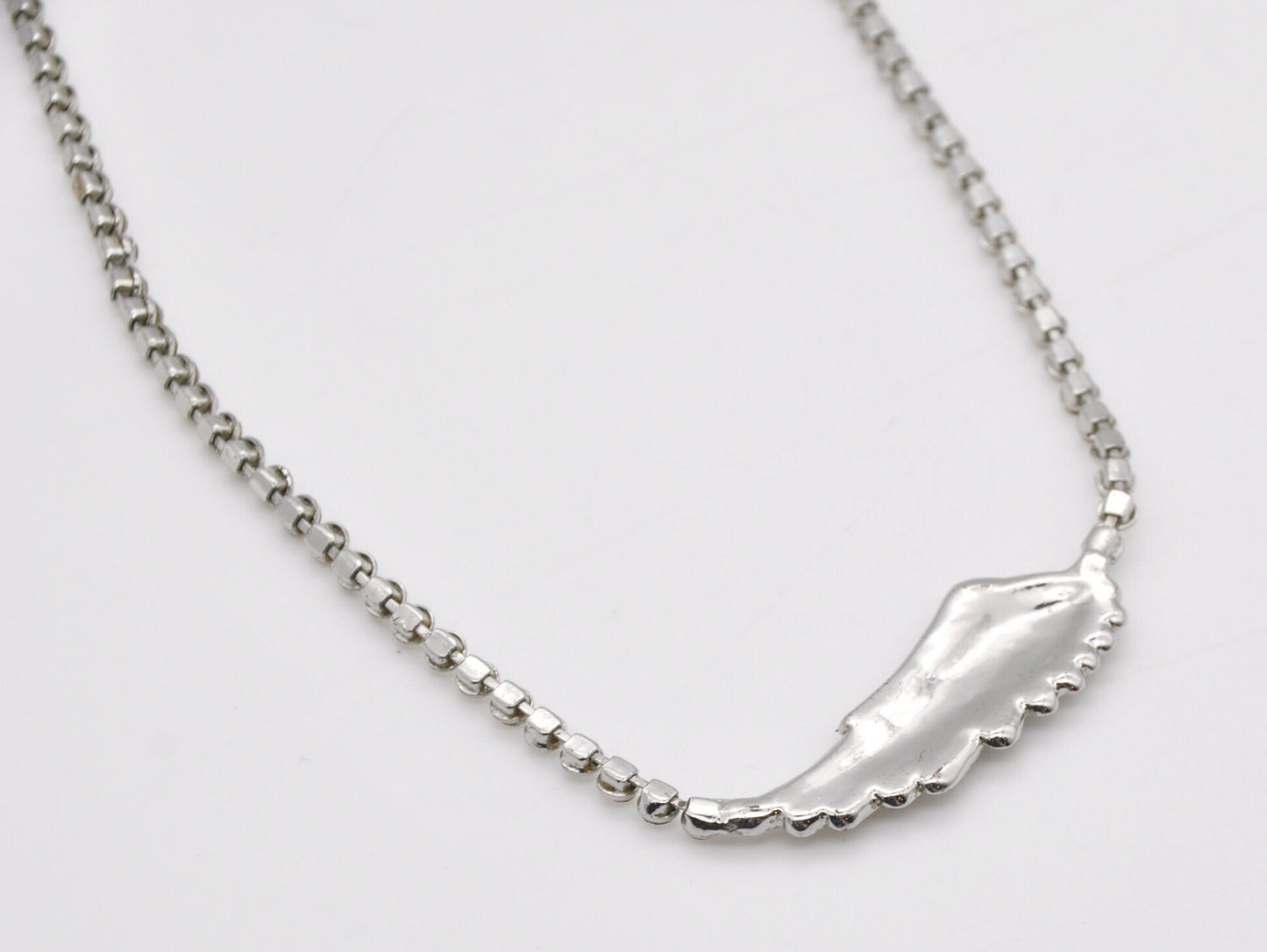 Vintage Butler and Wilson Silver Tone Wing Necklace - Branded Mid-Century Necklace / White Stones / Signed / Flying