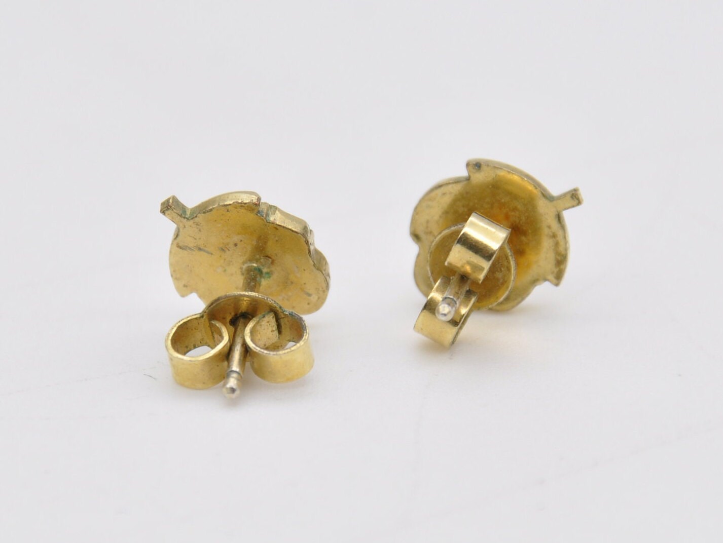 Vintage Rolled Gold Rose Stud Earrings - Flower / Floral / Petal / Detailed / Push Back