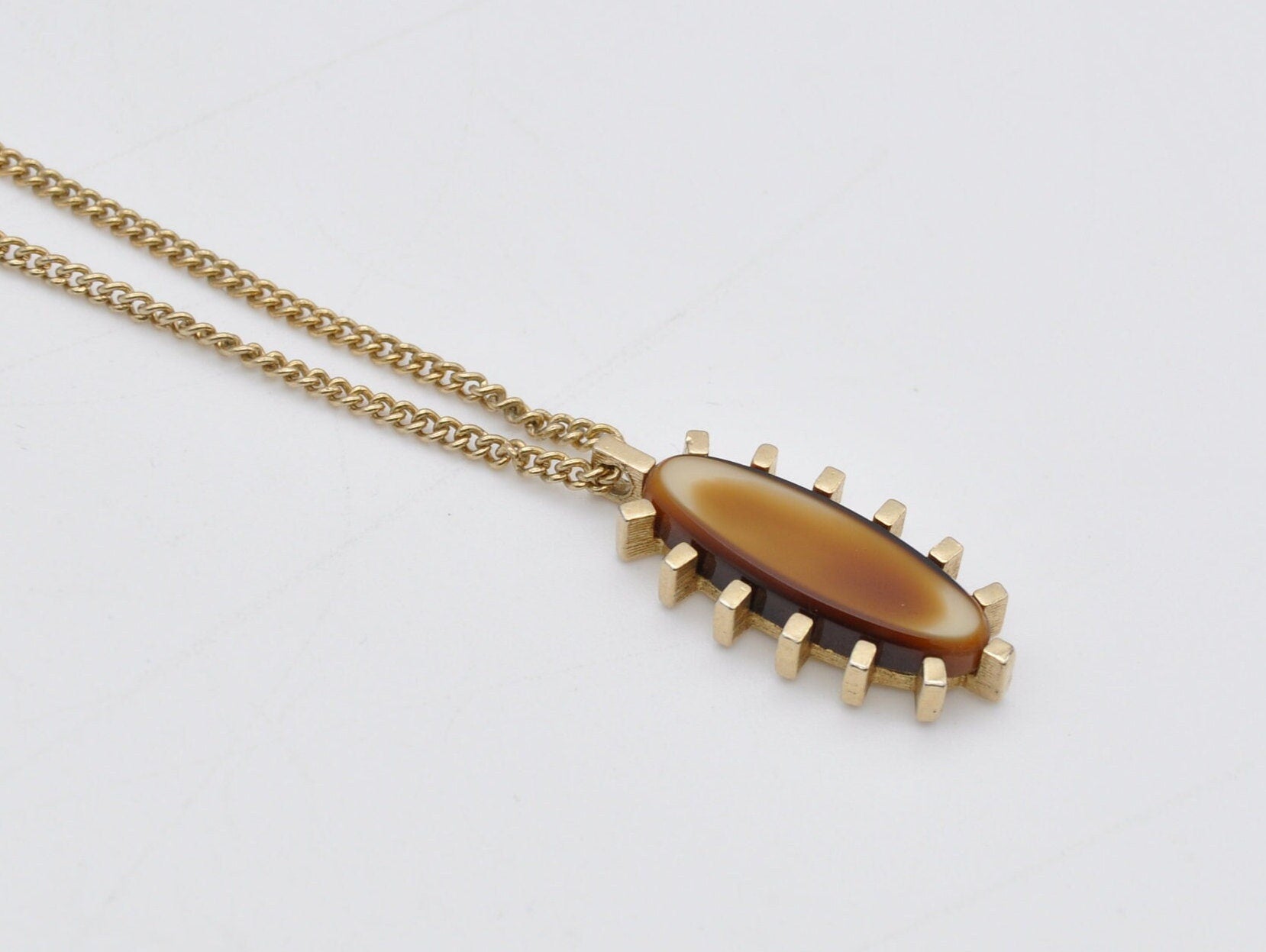 Vintage Sarah Coventry Gold Tone and Orange Stone Necklace - Branded Mid-Century Necklace / Signed / Sarah Cov / UK