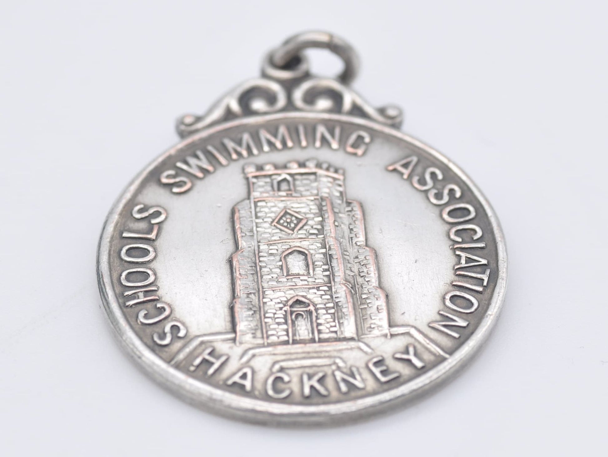 Vintage Silver Plated Swimming Fob - Hackney School Swimming Association / Pocket Watch Fob / Sporting Fob / Detailed / Medal / 1949