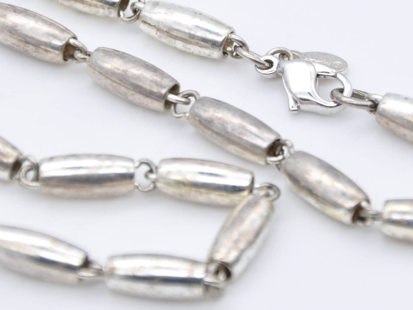 Vintage Silver Tone MONET Necklace - Branded Mid-Century Necklace / Signed / Bead / Chain / Long