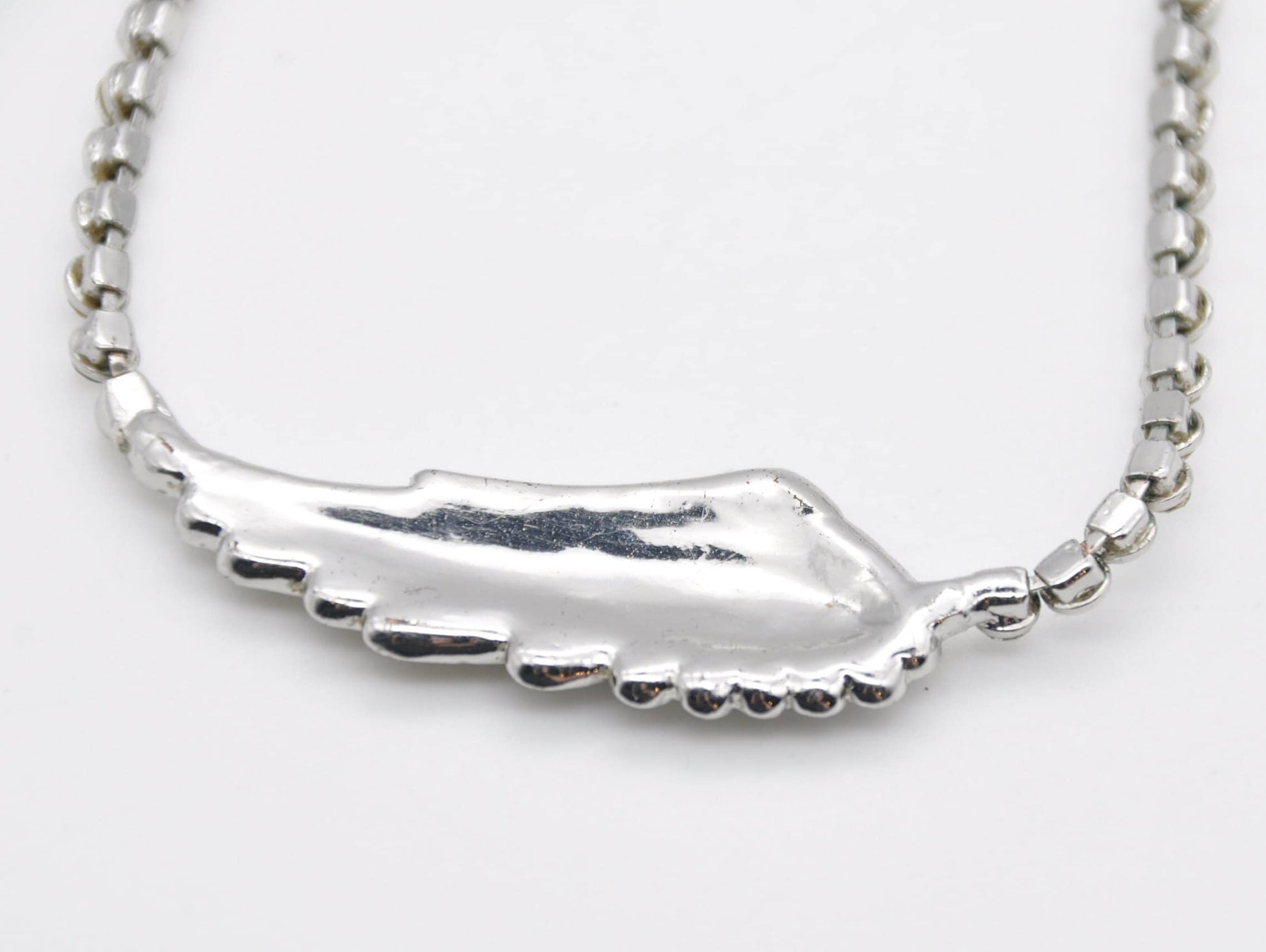 Vintage Butler and Wilson Silver Tone Wing Necklace - Branded Mid-Century Necklace / White Stones / Signed / Flying