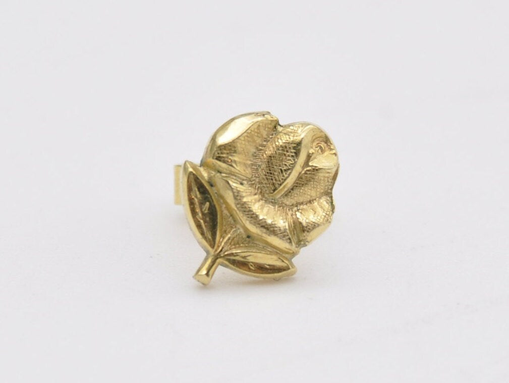 Vintage Rolled Gold Rose Stud Earrings - Flower / Floral / Petal / Detailed / Push Back