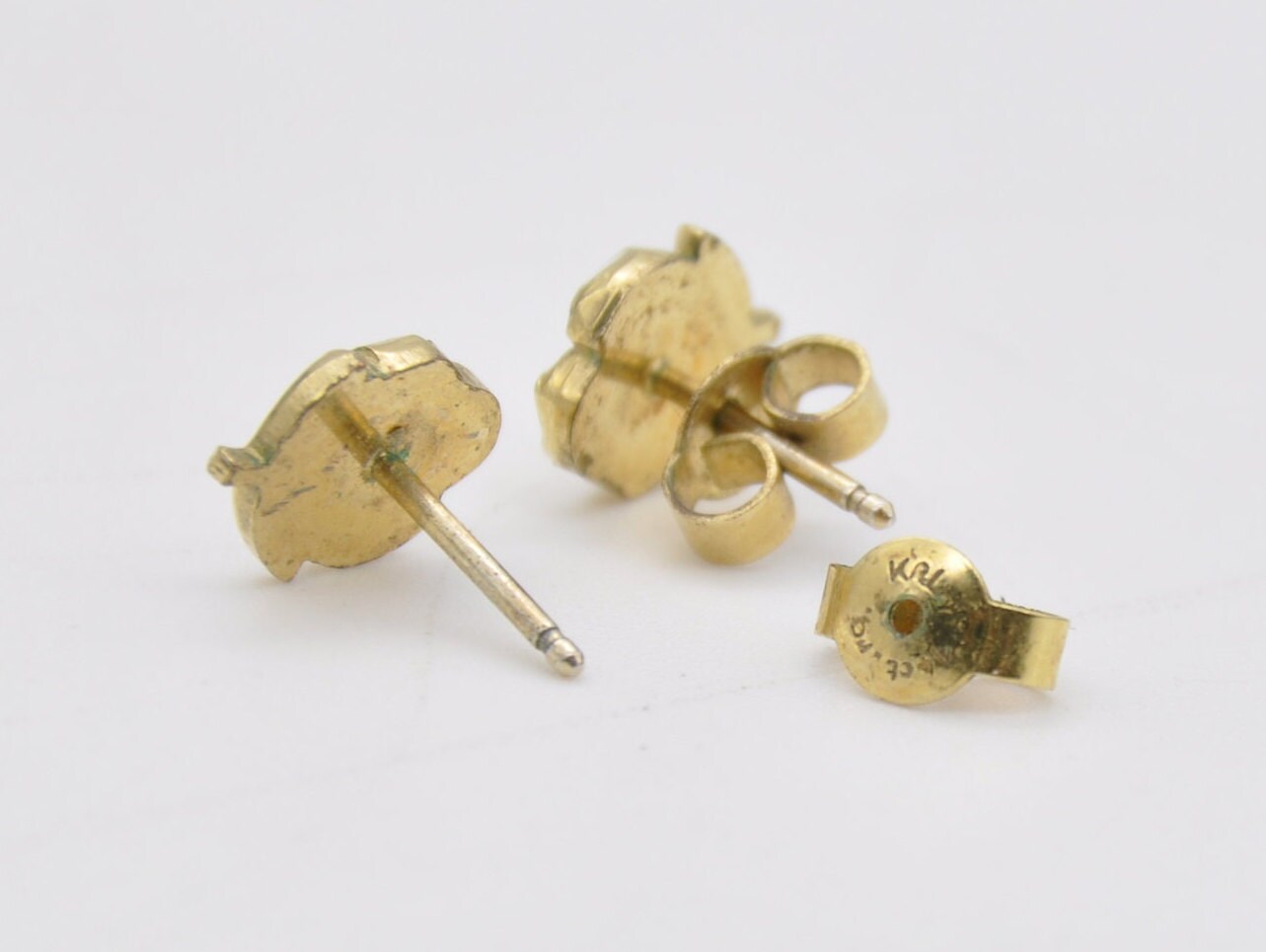 Vintage Rolled Gold Rose Stud Earrings - Flower / Floral / Petal / Detailed / Push Back