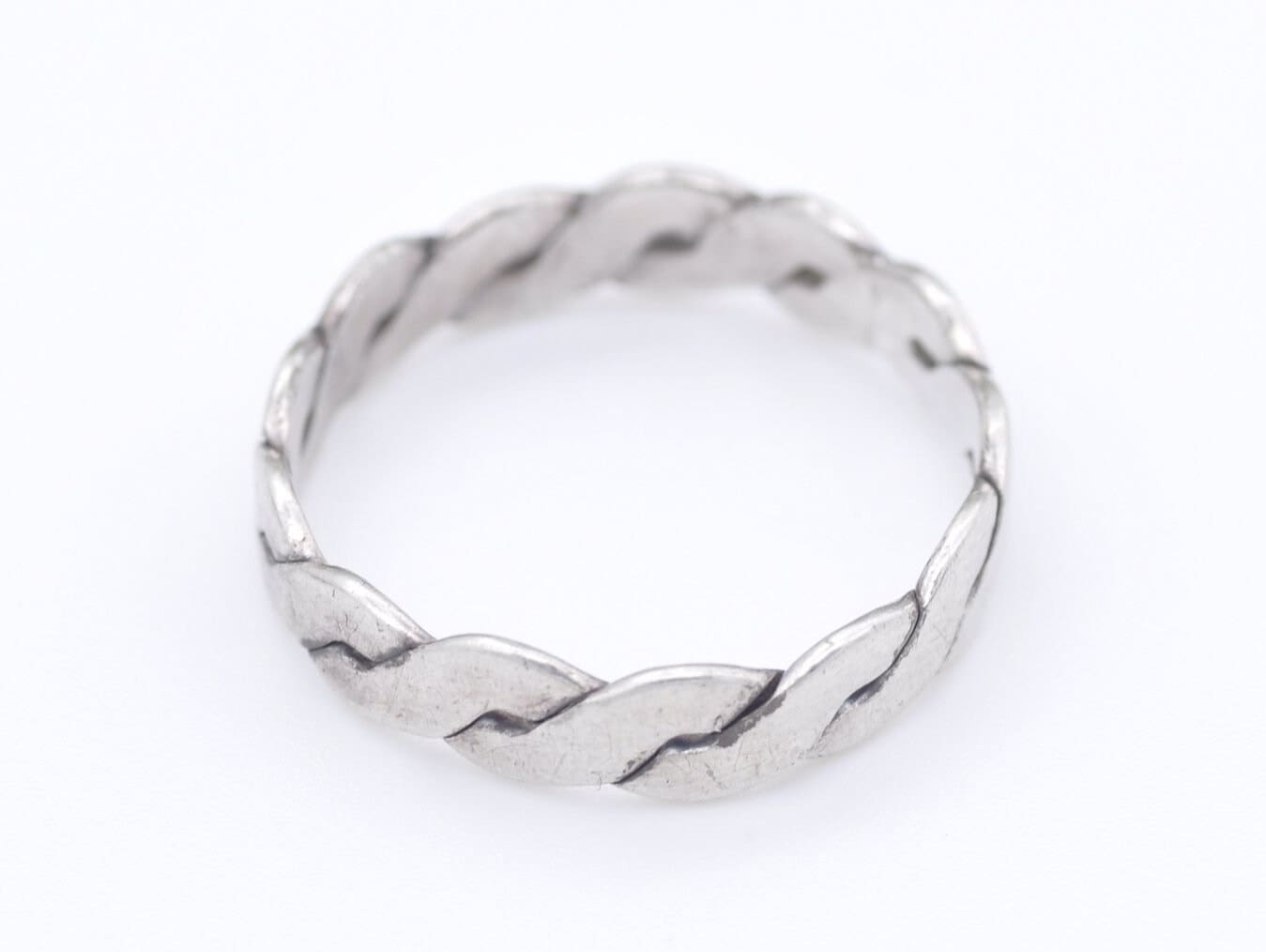 Vintage Silver Tone Celtic Twist Ring - Plaited | Woven | Small Ring | UK Size - J 1/2 | US Size - 5