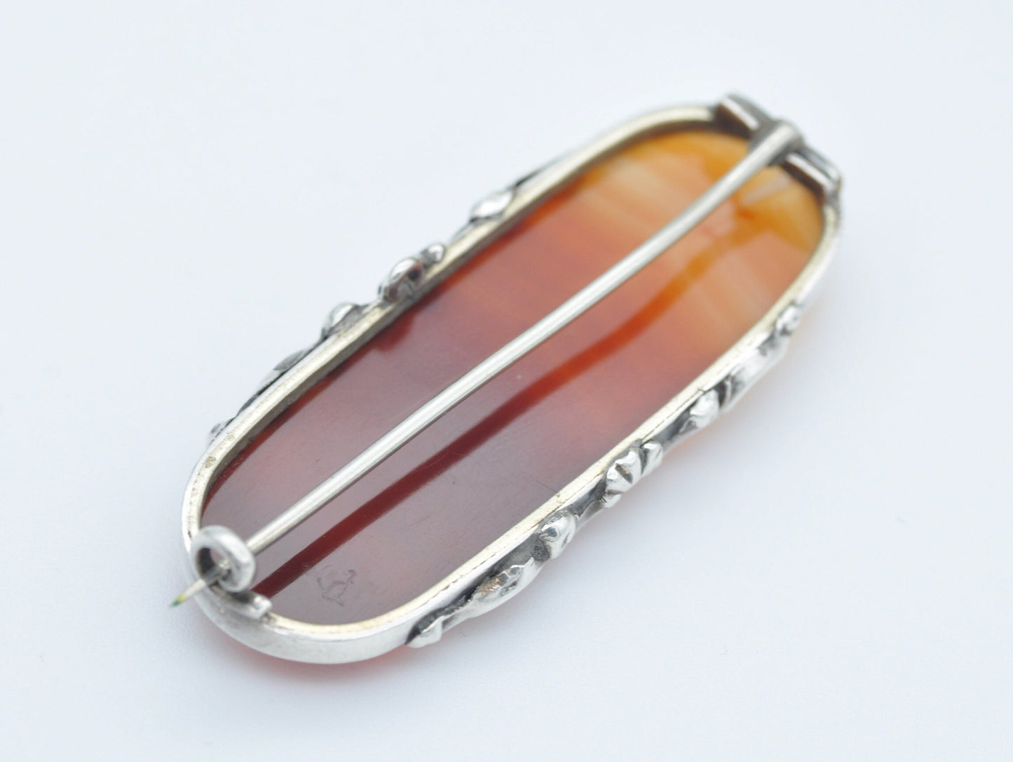 Victorian Silver and Carnelian Brooch - Scottish Agate / Detailed / Ornate / Red Stone / Statement / Pin