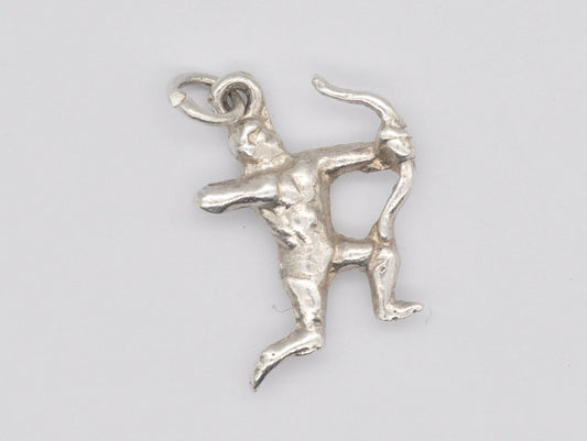 Vintage Silver Archer Charm / Pendant - Bow and Arrow / Warrior / Fighter / Mythological / Charm Bracelet