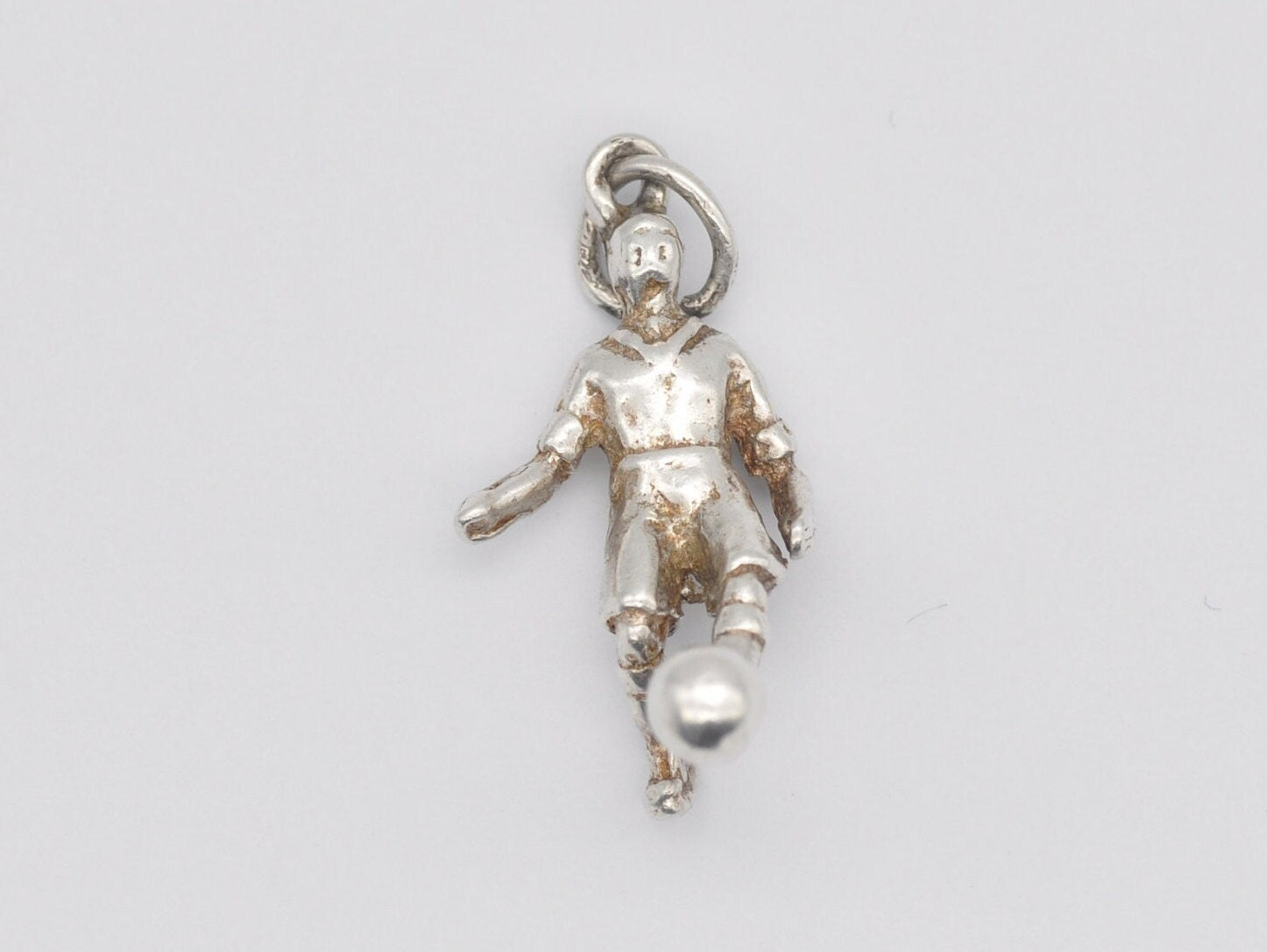 Vintage Sterling Silver Footballer Charm / Pendant - Sport / Soccer / Football / Charm Bracelet