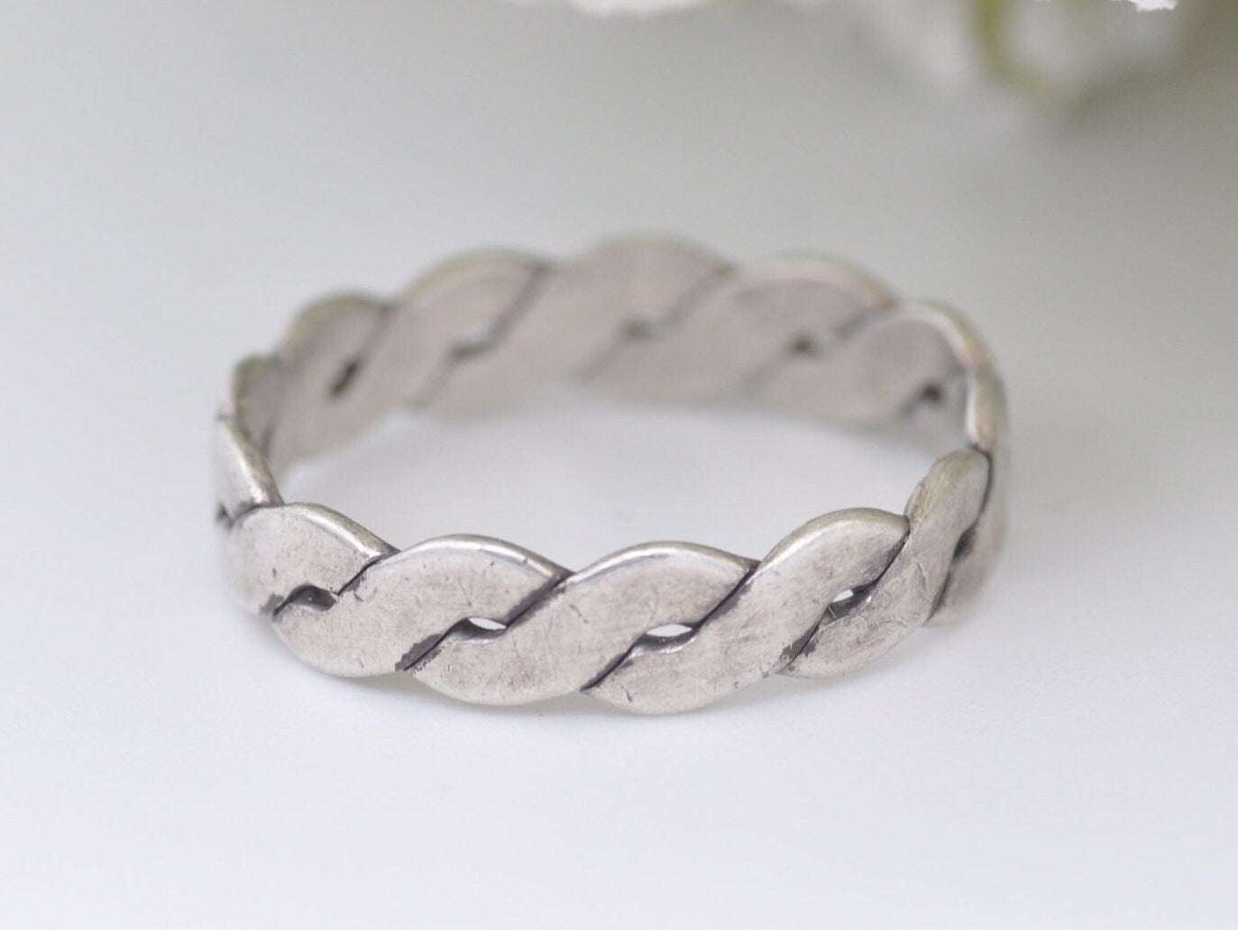 Vintage Silver Tone Celtic Twist Ring - Plaited | Woven | Small Ring | UK Size - J 1/2 | US Size - 5