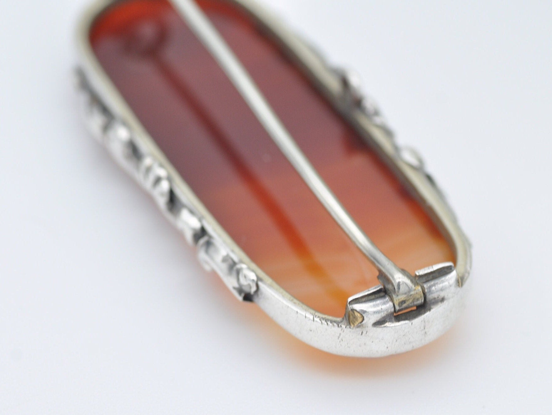 Victorian Silver and Carnelian Brooch - Scottish Agate / Detailed / Ornate / Red Stone / Statement / Pin