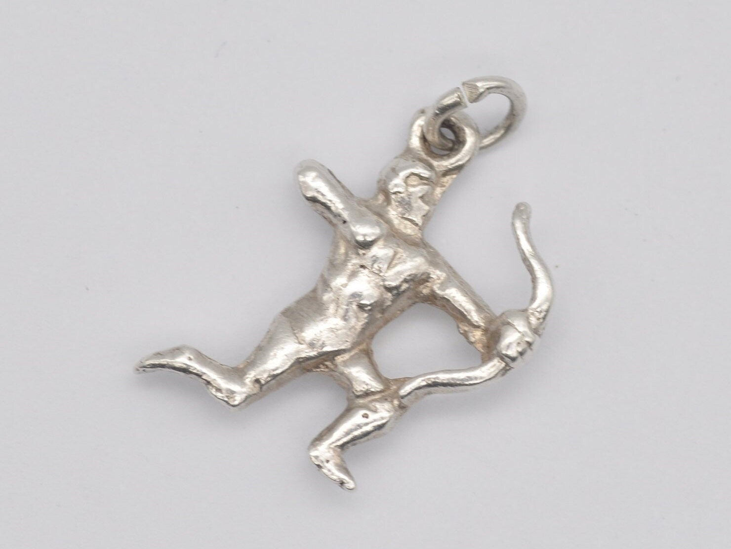 Vintage Silver Archer Charm / Pendant - Bow and Arrow / Warrior / Fighter / Mythological / Charm Bracelet