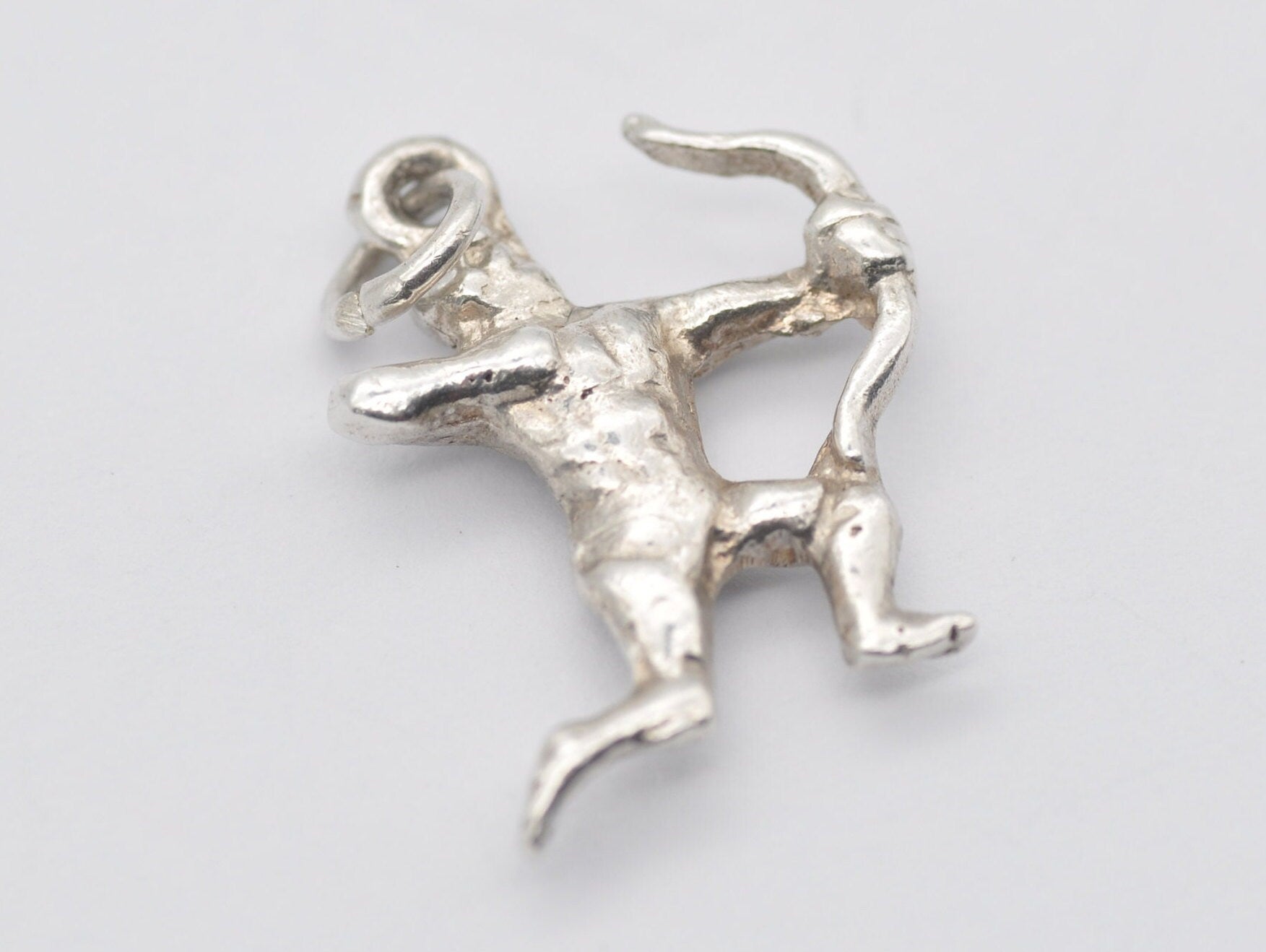 Vintage Silver Archer Charm / Pendant - Bow and Arrow / Warrior / Fighter / Mythological / Charm Bracelet