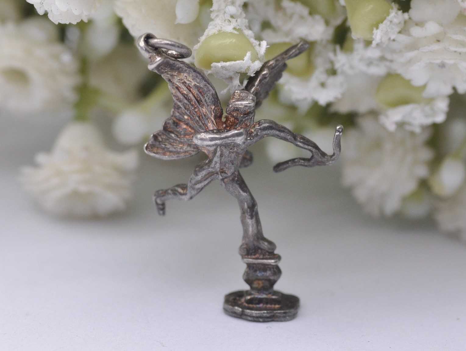 Vintage Sterling Silver Cupid on Stand Charm / Pendant