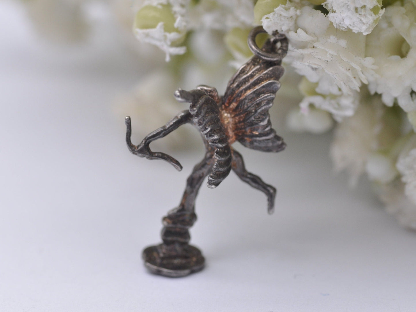 Vintage Sterling Silver Cupid on Stand Charm / Pendant