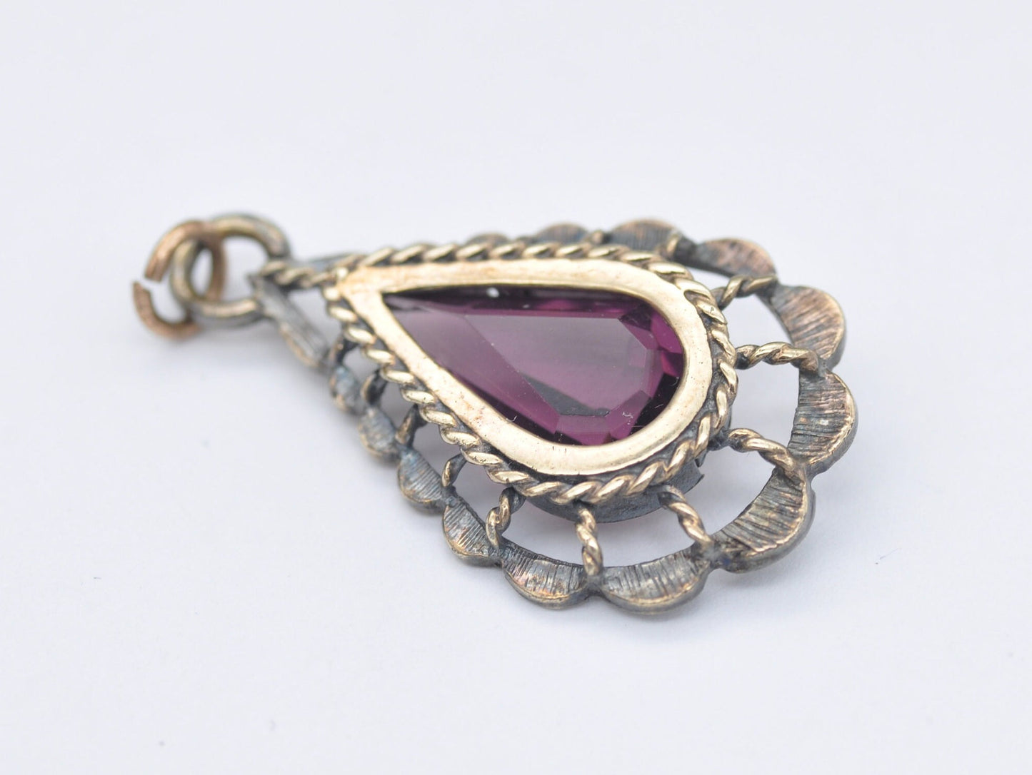 Vintage 22ct on Sterling Silver Pendant with Purple Stone