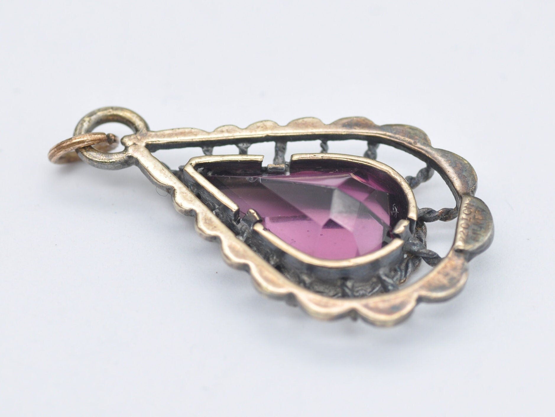 Vintage 22ct on Sterling Silver Pendant with Purple Stone