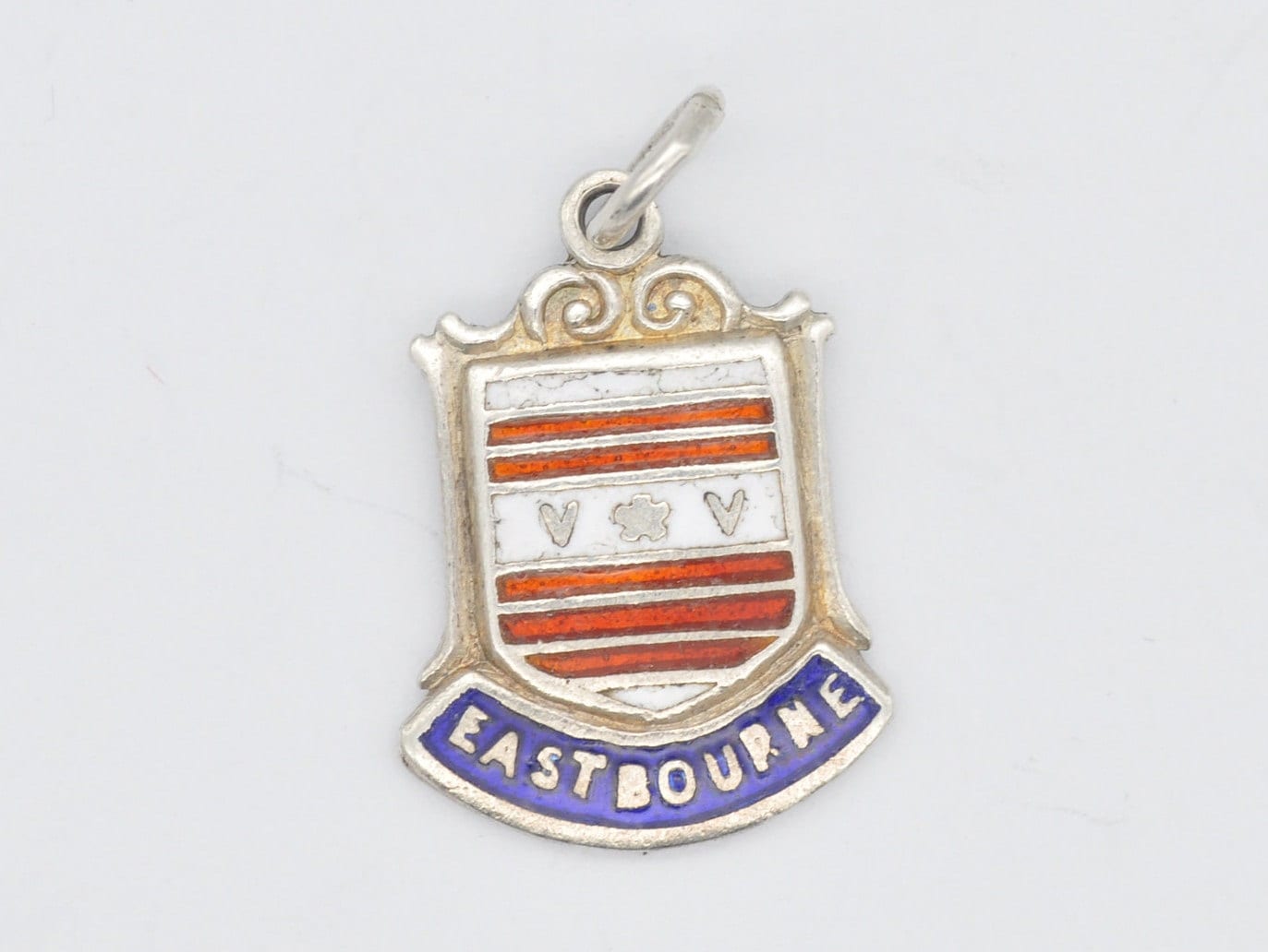 Vintage Sterling Silver Eastbourne Enamel Souvenir Shield Charm / Pendant