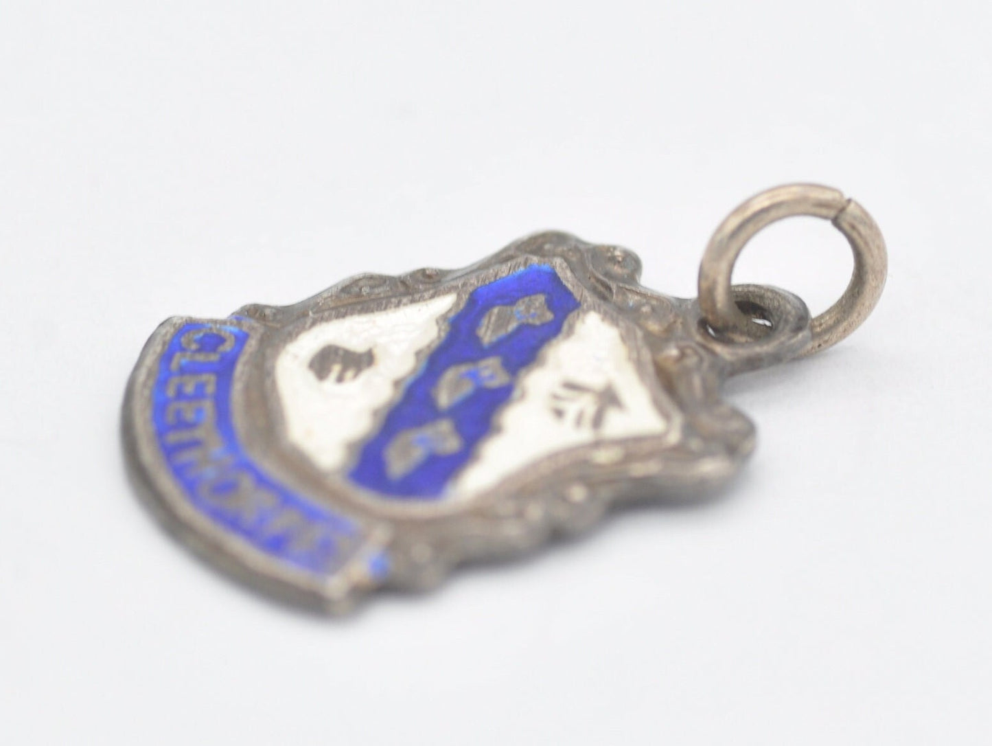 Vintage Sterling Silver Cleethorpes Enamel Souvenir Shield Charm / Pendant - England / Lincolnshire / Yorkshire / Tourist / Charm Bracelet