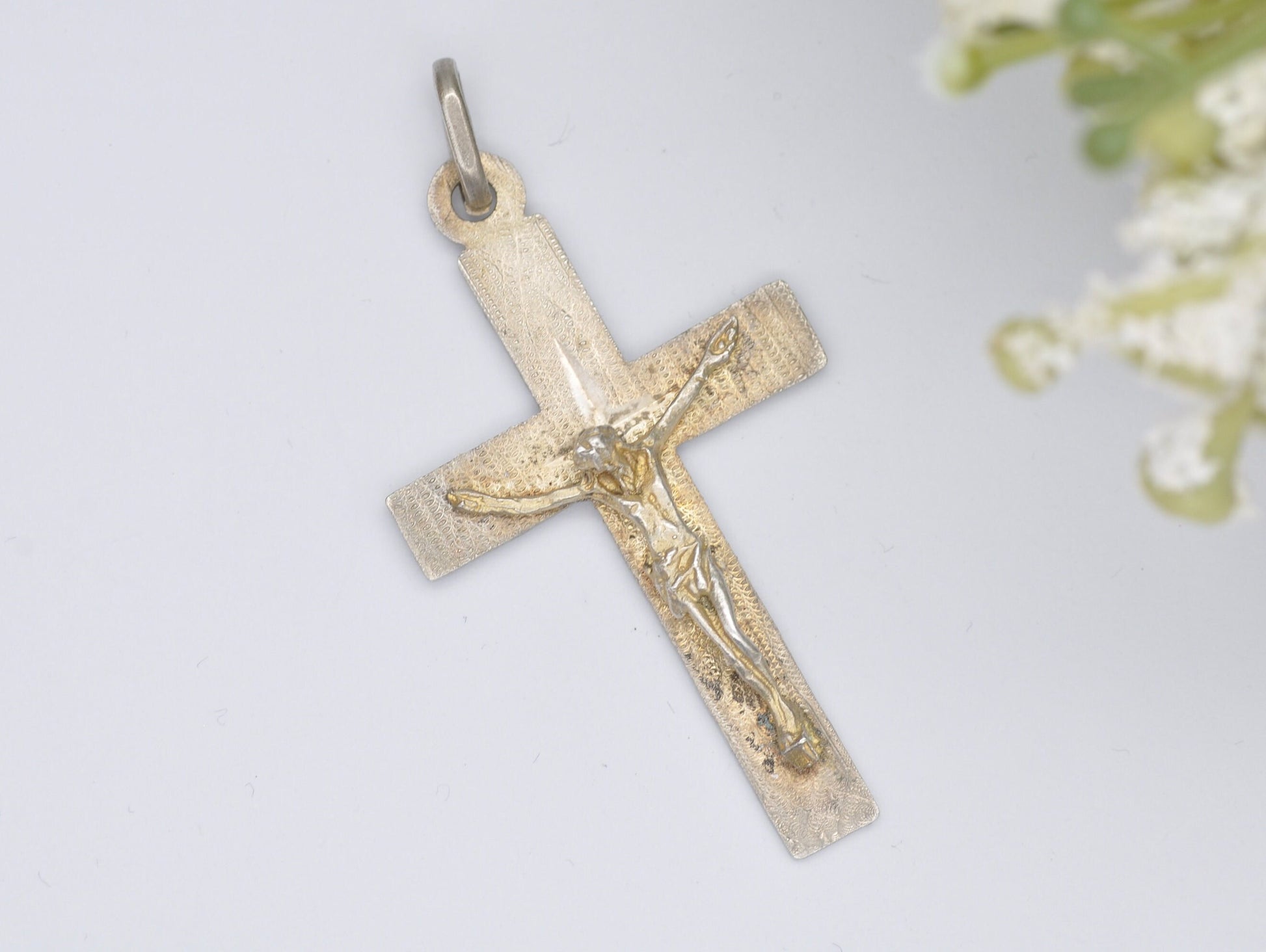 Vintage Silver Tone Jesus on the Cross Pendant