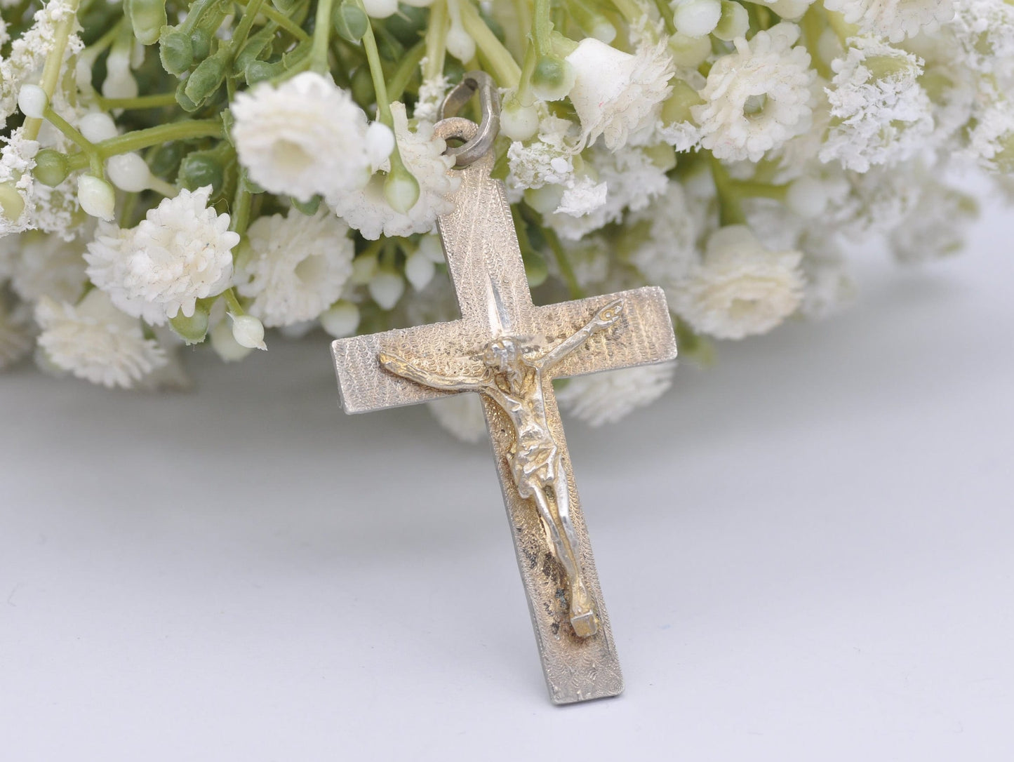 Vintage Silver Tone Jesus on the Cross Pendant