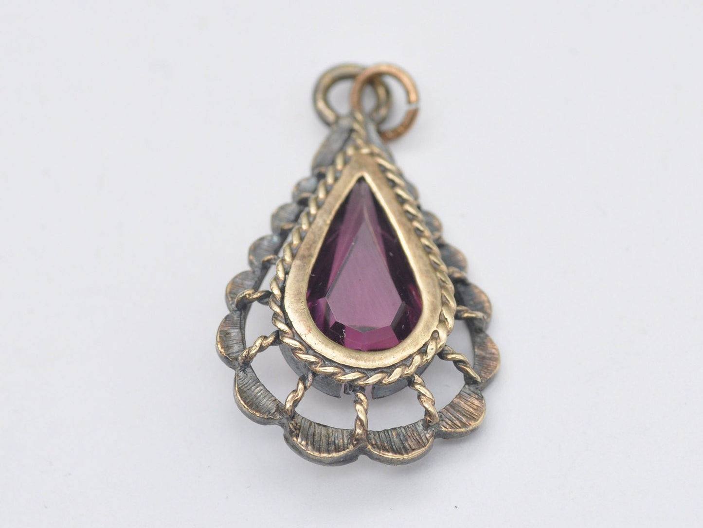 Vintage 22ct on Sterling Silver Pendant with Purple Stone