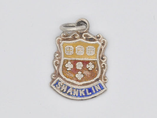 Vintage Sterling Silver Shanklin Enamel Souvenir Shield Charm / Pendant