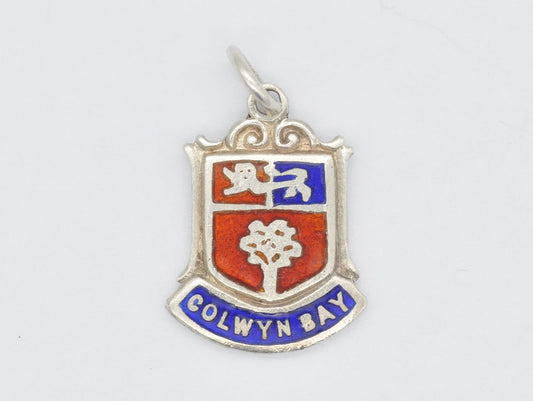 Vintage Sterling Silver Colwyn Bay Enamel Souvenir Shield Charm / Pendant