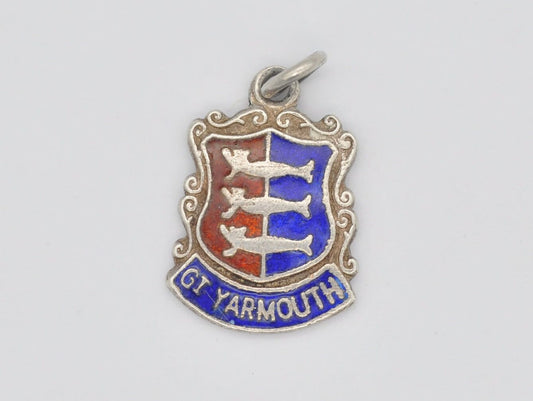 Vintage Sterling Silver Great Yarmouth Enamel Souvenir Charm / Pendant