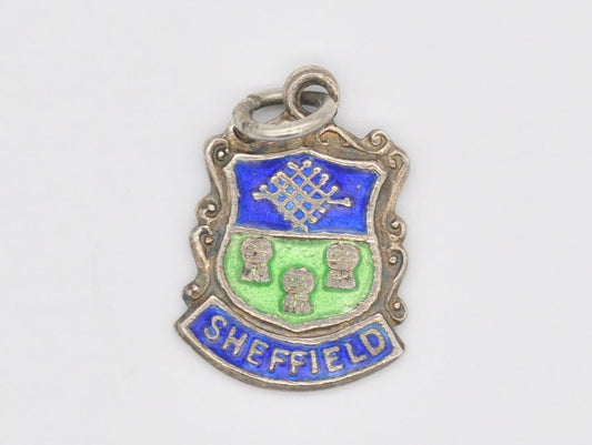 Vintage Sterling Silver Sheffield Enamel Souvenir Shield Charm / Pendant - England / Yorkshire / Tourist / 925 / Charm Bracelet / Scrap Book