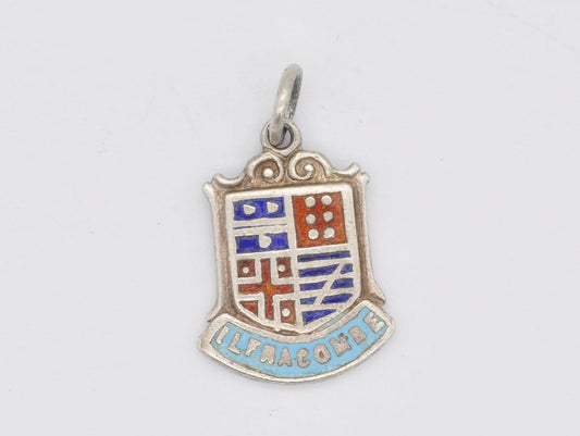 Vintage Sterling Silver Ilfracombe Enamel Souvenir Shield Charm / Pendant - England / Seaside / Devon / Tourist / 925 / Charm Bracelet