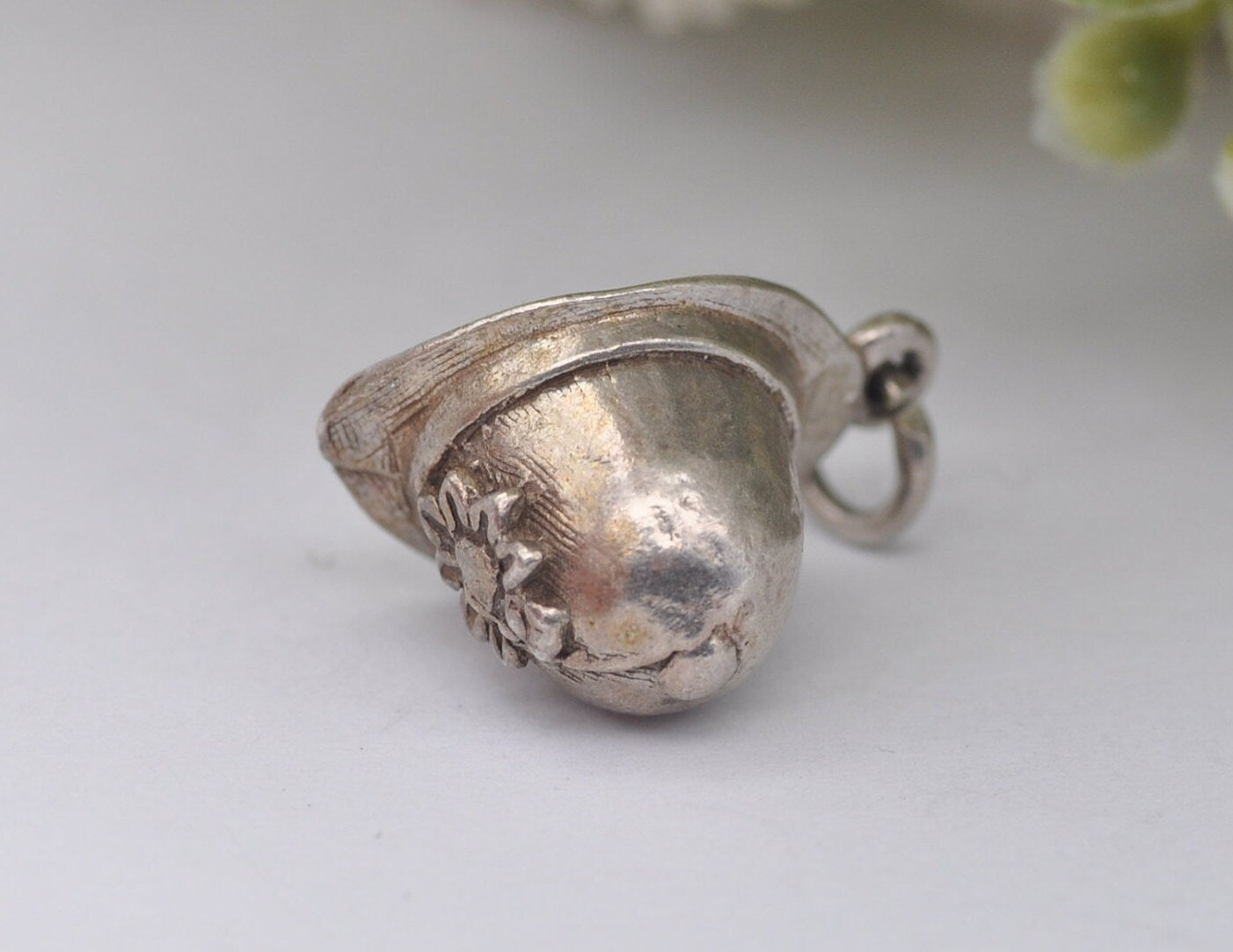 Vintage Sterling Silver Police Helmet Charm / Pendant