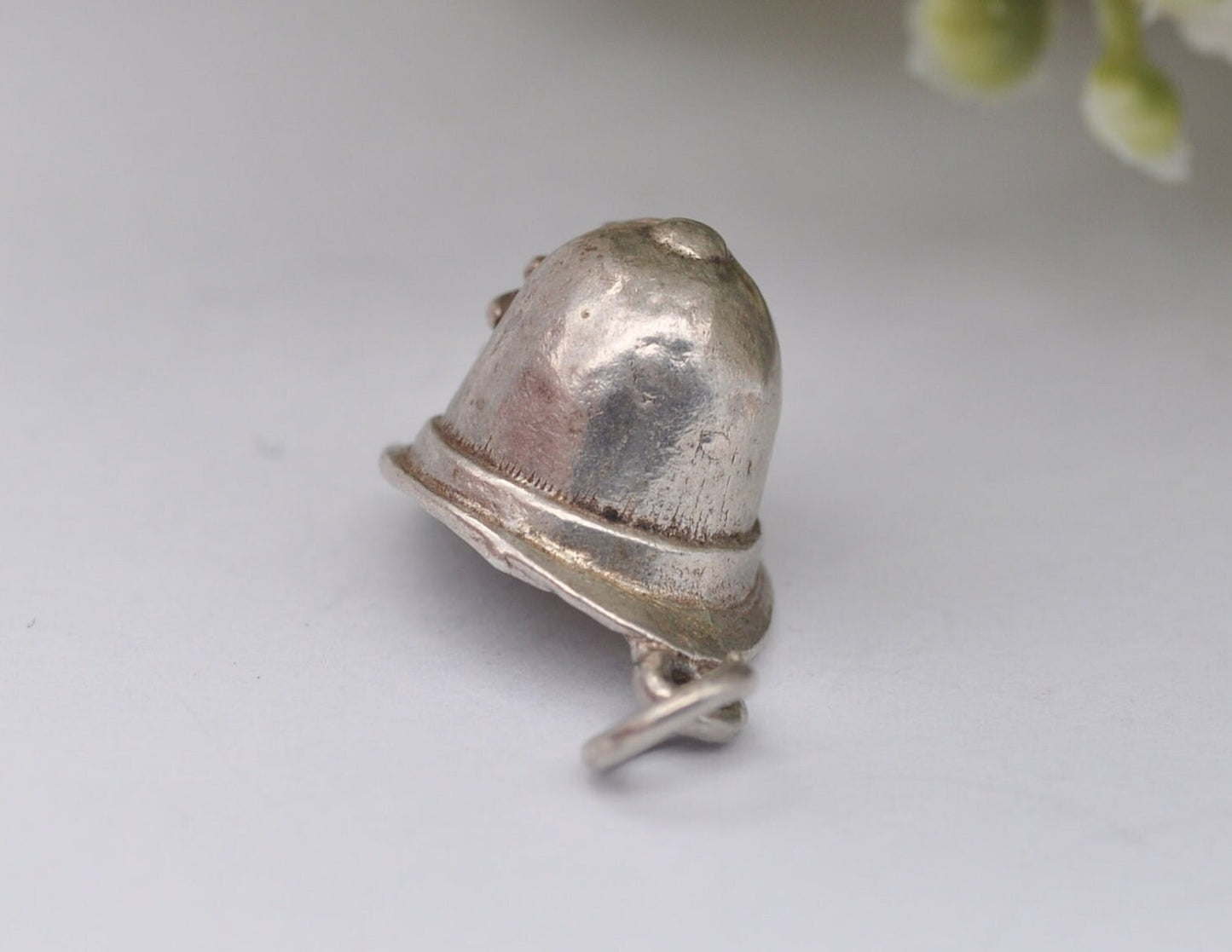 Vintage Sterling Silver Police Helmet Charm / Pendant