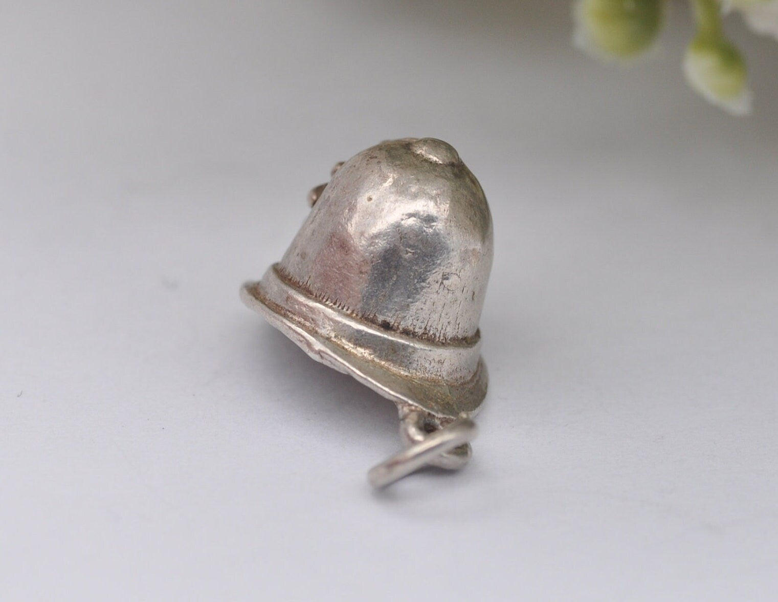 Vintage Sterling Silver Police Helmet Charm / Pendant