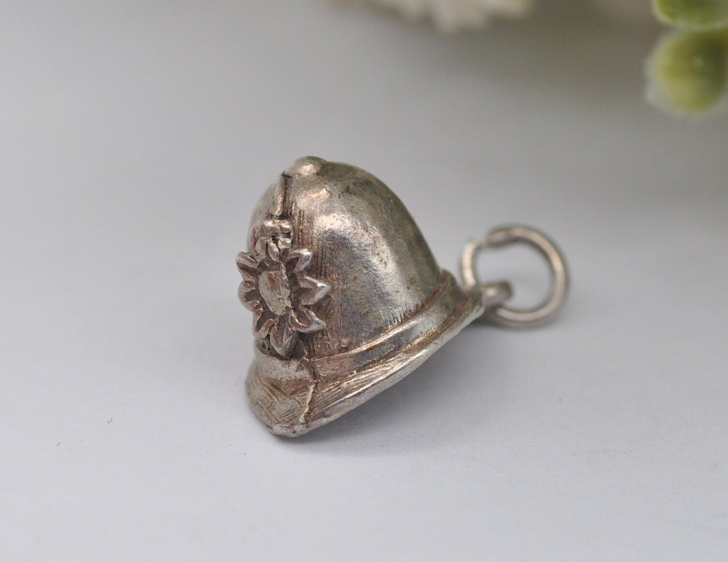 Vintage Sterling Silver Police Helmet Charm / Pendant