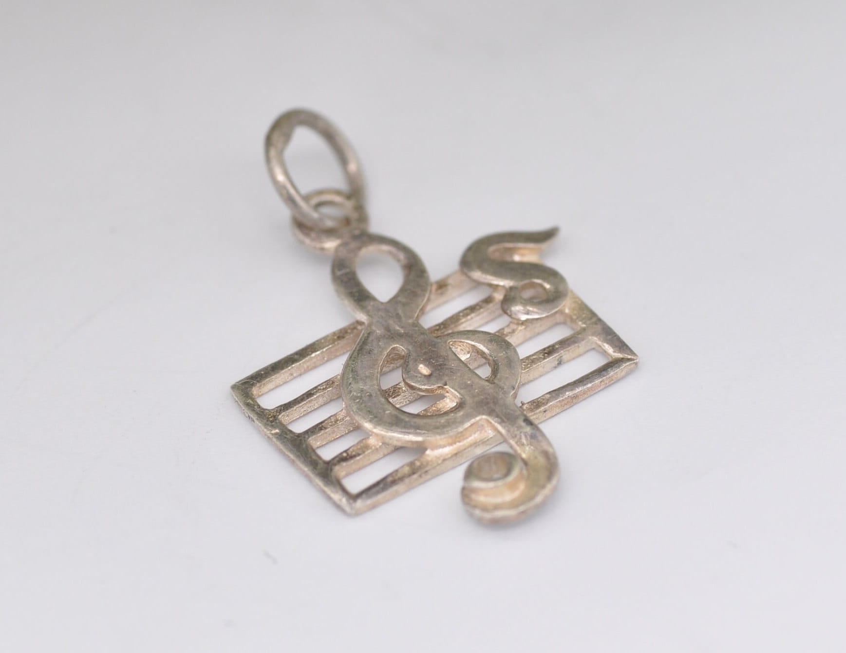 Vintage Sterling Silver Sheet Music Charm / Pendant